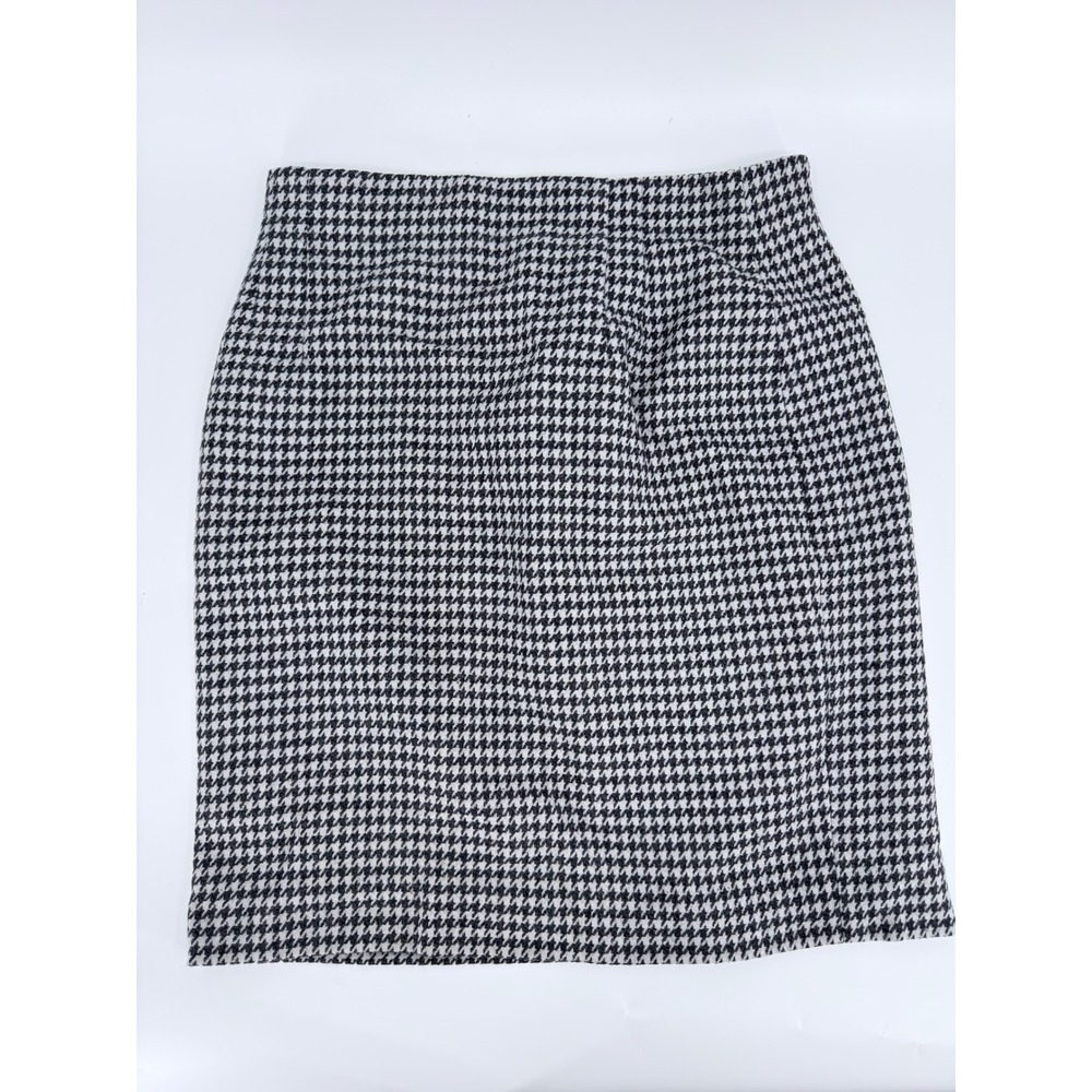 Jones New York Pencil Skirt Houndstooth 90s Vintage Women Size 14 Black White